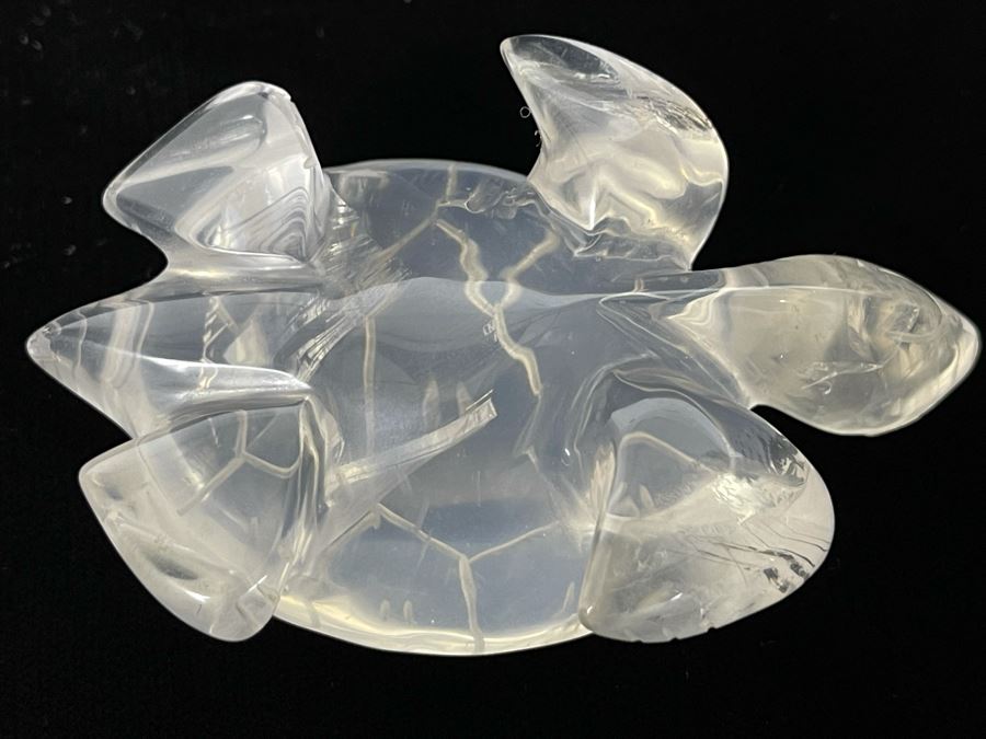 Hand Carved Rose Quartz Stone Turtle Figurine 3.5L [Photo 7]