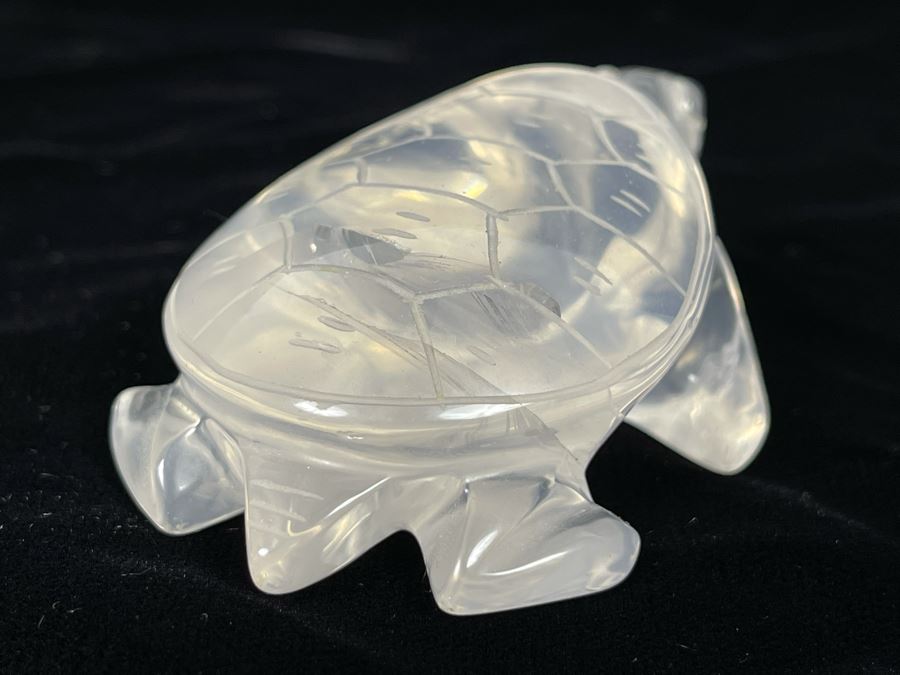 Hand Carved Rose Quartz Stone Turtle Figurine 3.5L [Photo 6]