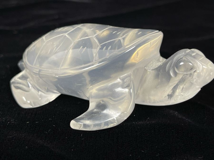 Hand Carved Rose Quartz Stone Turtle Figurine 3.5L [Photo 4]