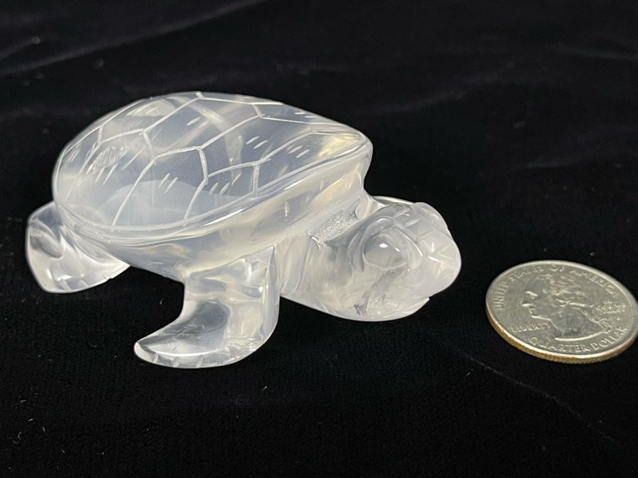 Hand Carved Rose Quartz Stone Turtle Figurine 3.5L [Photo 8]