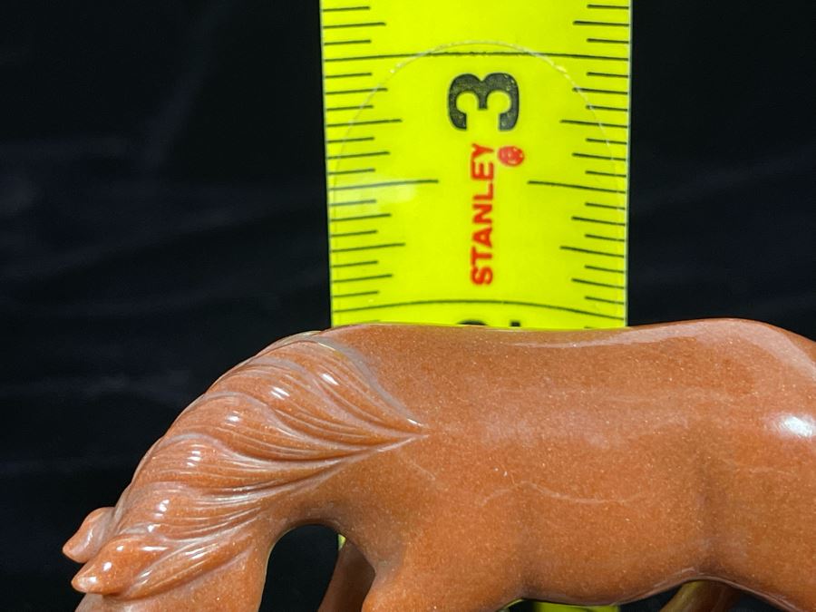 Chinese Carved Red Stone Horse On Custom Wooden Stand 3.25W X 2H [Photo 12]