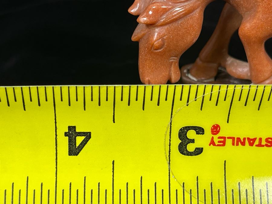 Chinese Carved Red Stone Horse On Custom Wooden Stand 3.25W X 2H [Photo 11]