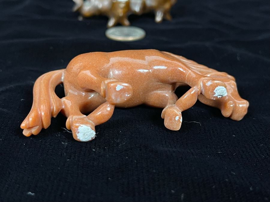 Chinese Carved Red Stone Horse On Custom Wooden Stand 3.25W X 2H [Photo 9]