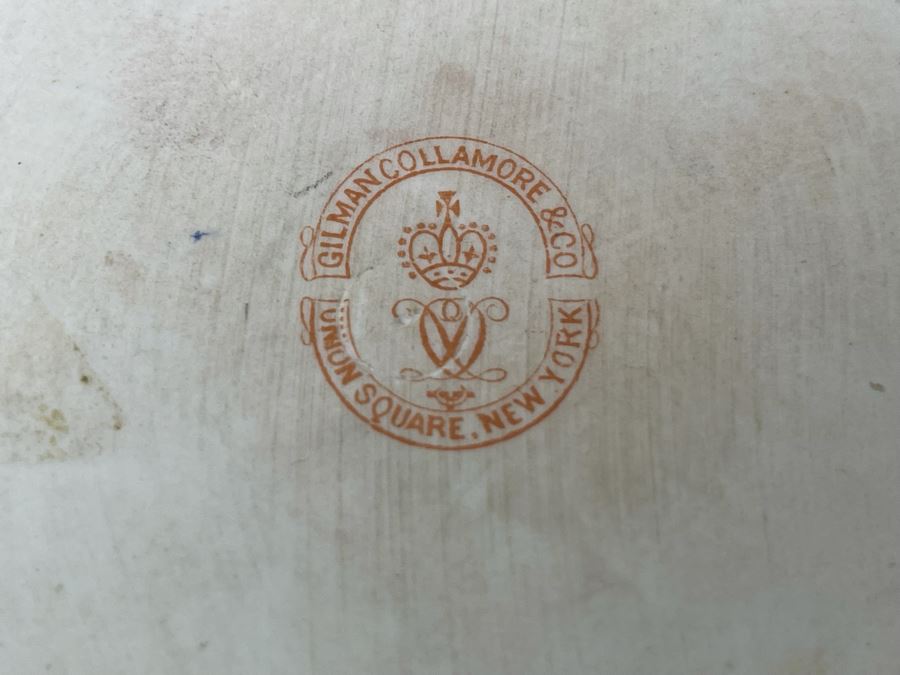 Beautifully Hand Painted Vintage Salmon Porcelain Vase With Gold Floral Decorations On Wooden Chinese Stand By Gilman Collamore & CO Union Square, New York 7W X 6H [Photo 12]