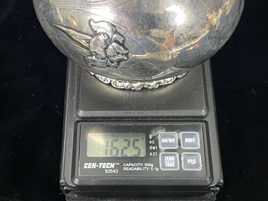 Vintage Art Nouveau Repousse Sterling Silver Bud Vase By Whiting Manufacturing Company (See Photos For Several Dents) 6.5H 162.5g [Photo 10]