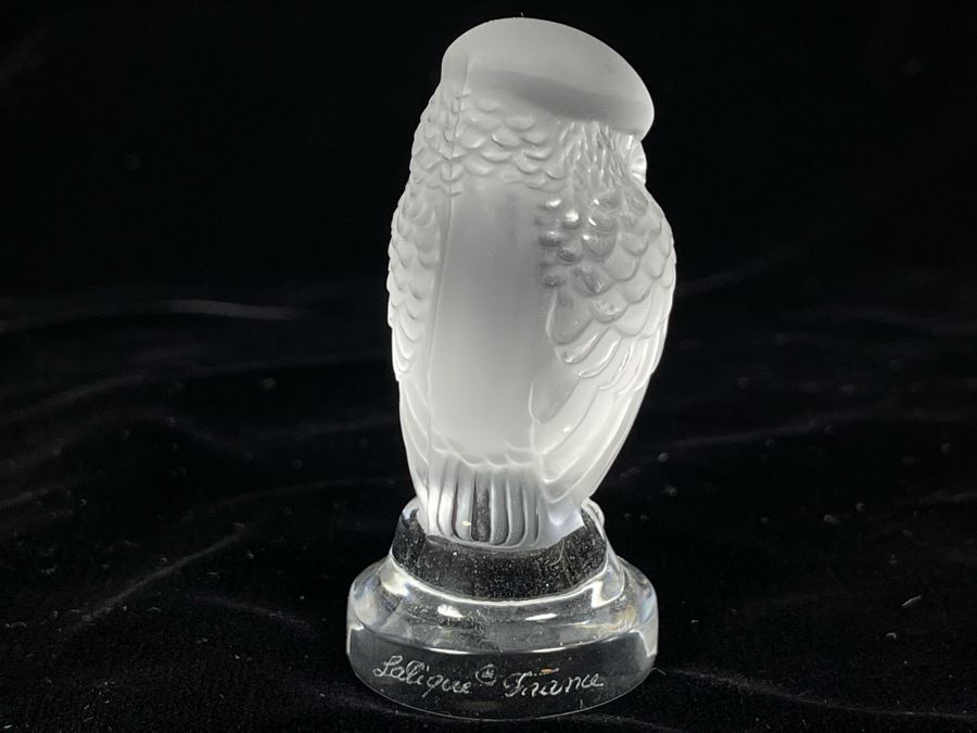 Signed Lalique France Crystal Owl Figurine 2.5H [Photo 5]