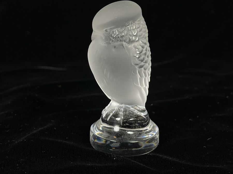Signed Lalique France Crystal Owl Figurine 2.5H [Photo 3]