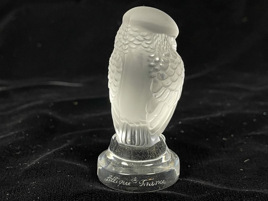 Signed Lalique France Crystal Owl Figurine 2.5H [Photo 6]