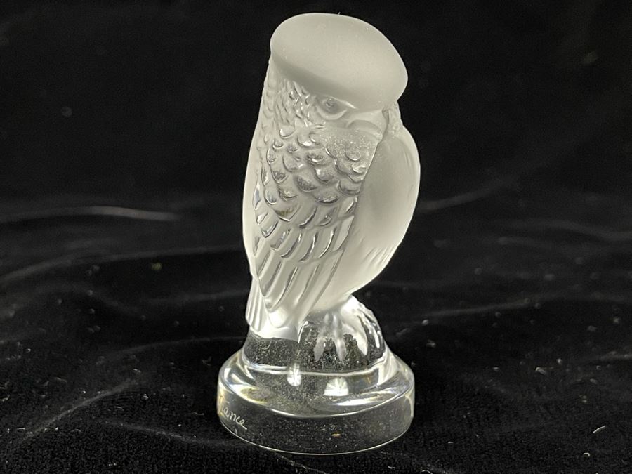 Signed Lalique France Crystal Owl Figurine 2.5H [Photo 2]
