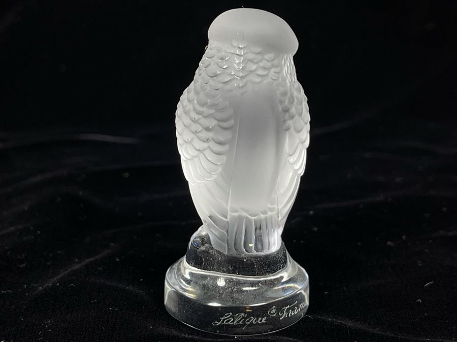 Signed Lalique France Crystal Owl Figurine 2.5H [Photo 4]