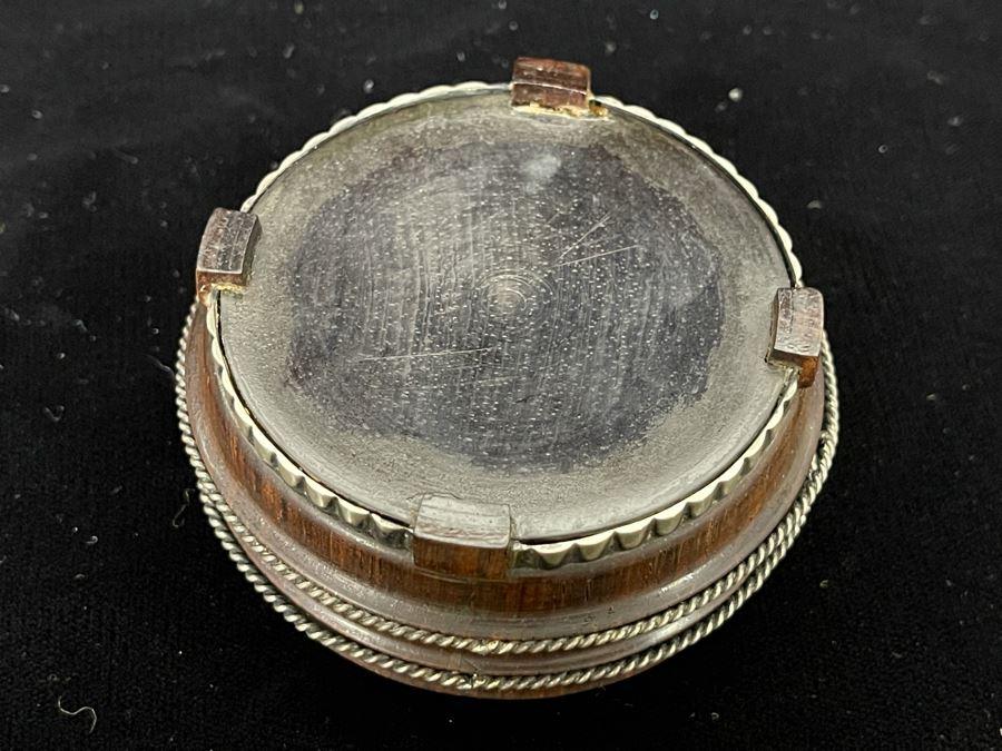 Antique 1800s Indian Colonial Trinket Box Sterling Silver And Rosewood 2.75 X 2 [Photo 9]