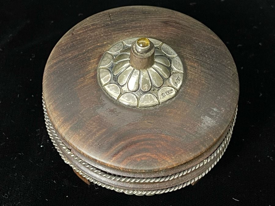 Antique 1800s Indian Colonial Trinket Box Sterling Silver And Rosewood 2.75 X 2 [Photo 4]