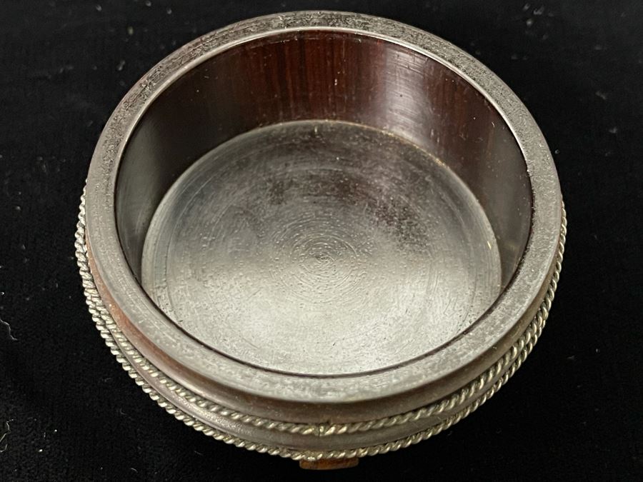 Antique 1800s Indian Colonial Trinket Box Sterling Silver And Rosewood 2.75 X 2 [Photo 8]