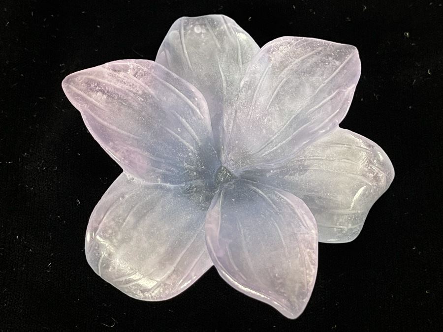Signed Daum France Crystal Flower 4W [Photo 1]