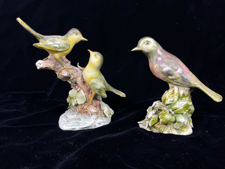 Pair Of Vintage A. Borsato Porcelain Bird Figurines (Antonio Borsato) 3.5H [Photo 1]