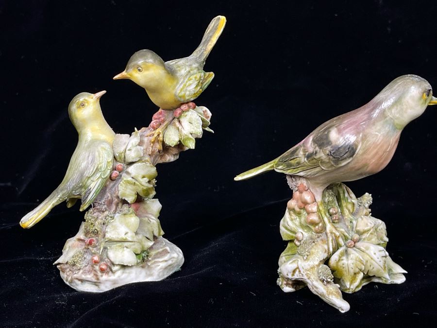 Pair Of Vintage A. Borsato Porcelain Bird Figurines (Antonio Borsato) 3.5H