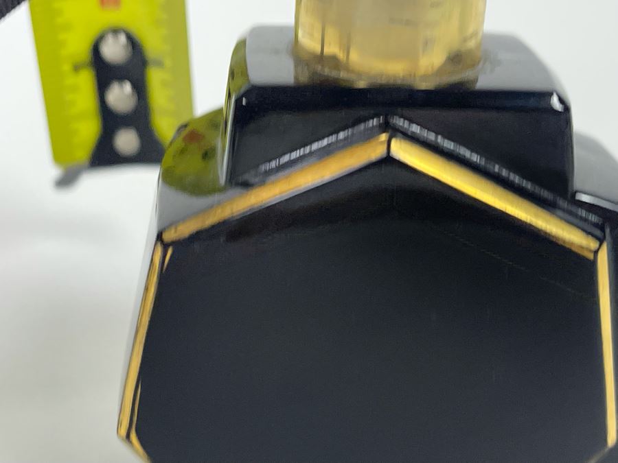 Vintage French Art Deco Black Glass Perfume Bottle 4H [Photo 5]