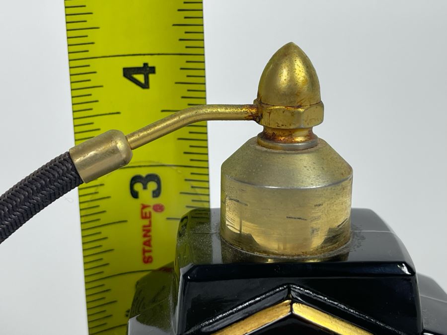 Vintage French Art Deco Black Glass Perfume Bottle 4H [Photo 4]