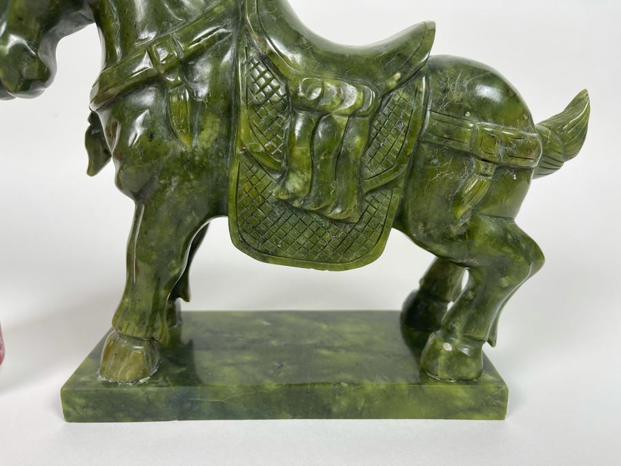 Vintage Chinese Carved Jade Green Stone Tang Style Horse 10W X 3.25D X 9H [Photo 6]
