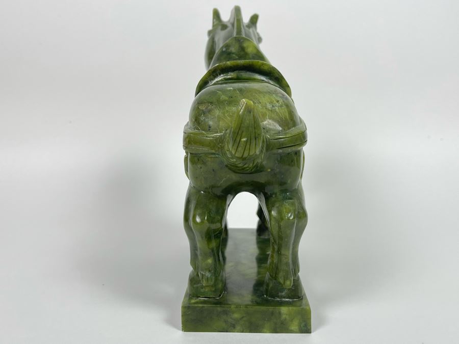 Vintage Chinese Carved Jade Green Stone Tang Style Horse 10W X 3.25D X 9H [Photo 15]