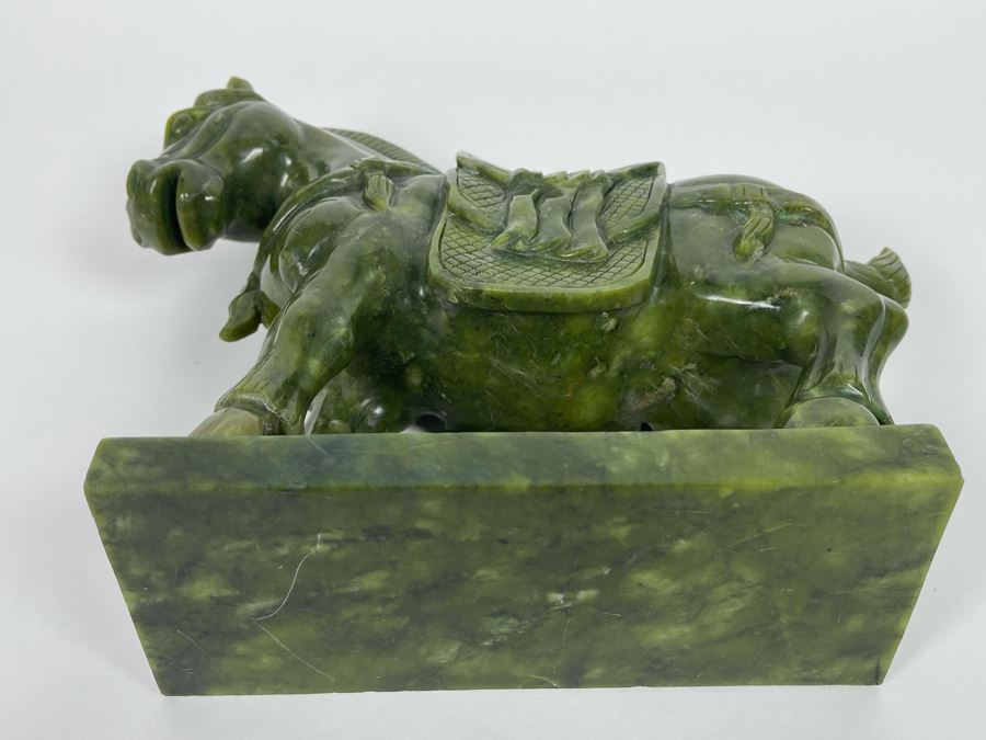 Vintage Chinese Carved Jade Green Stone Tang Style Horse 10W X 3.25D X 9H [Photo 16]