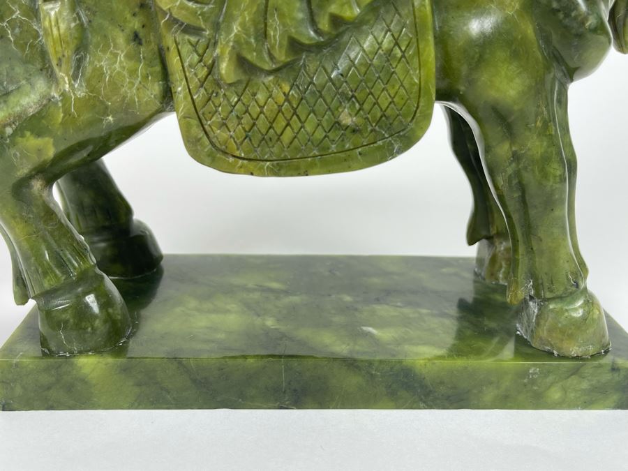 Vintage Chinese Carved Jade Green Stone Tang Style Horse 10W X 3.25D X 9H [Photo 14]