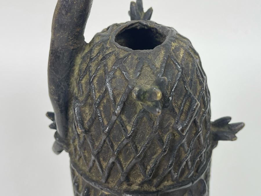 Vintage Benin African Two Face Bronze Sculpture 6W X 10.5H [Photo 17]