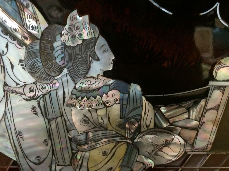 Black Lacquer Asian Mother of Pearl 4 Panel Wall Hangings [Photo 17]