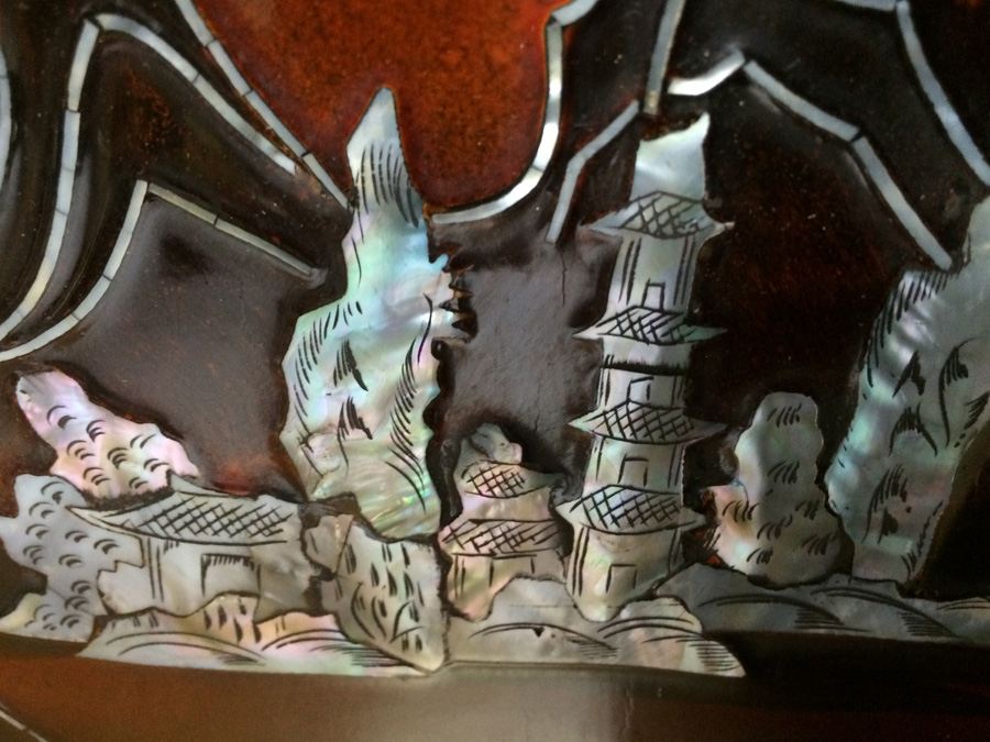 Black Lacquer Asian Mother of Pearl 4 Panel Wall Hangings [Photo 11]