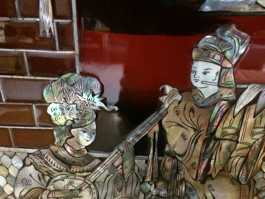 Black Lacquer Asian Mother of Pearl 4 Panel Wall Hangings [Photo 13]