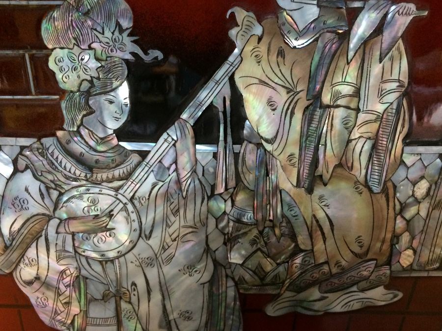 Black Lacquer Asian Mother of Pearl 4 Panel Wall Hangings [Photo 15]