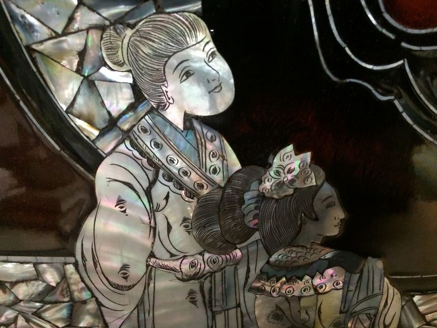 Black Lacquer Asian Mother of Pearl 4 Panel Wall Hangings [Photo 16]