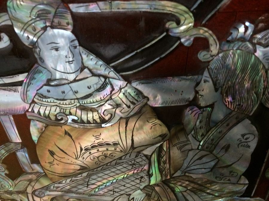 Black Lacquer Asian Mother of Pearl 4 Panel Wall Hangings [Photo 10]