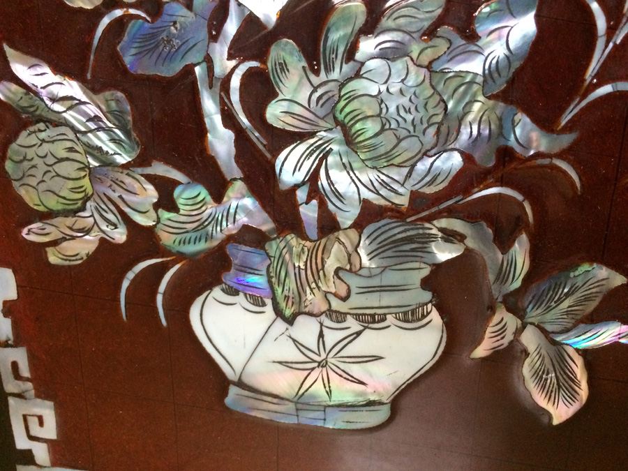 Black Lacquer Asian Mother of Pearl 4 Panel Wall Hangings [Photo 9]