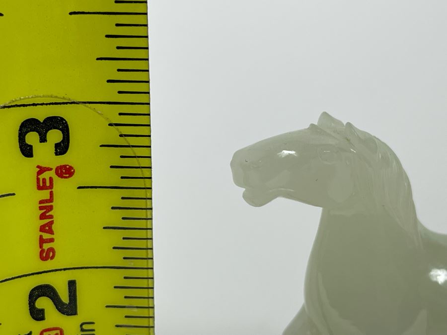 Vintage Chinese Carved Jade Horse On Custom Wooden Stand 3W X 3H [Photo 11]