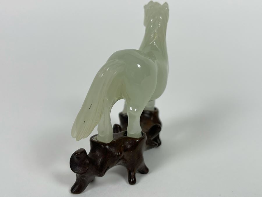 Vintage Chinese Carved Jade Horse On Custom Wooden Stand 3W X 3H [Photo 6]