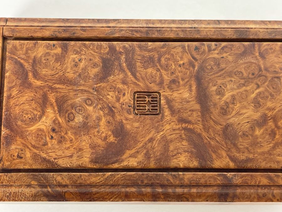 Vintage Signed Chinese Hand Carved Burled Walnut Wood Cricket Insect Cage Box With Sliding Doors And Glass Window Inside (Incredible Amount Of Workmanship) 3.5W X 2D X .75H [Photo 7]