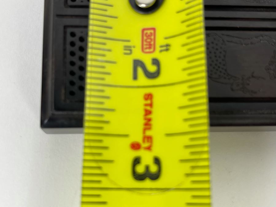 Vintage Signed Chinese Hand Carved Rosewood Cricket Insect Cage Box With Sliding Doors And Glass Window Inside - Two Compartments (Incredible Amount Of Workmanship) 4W X 2.5D X .75H [Photo 17]