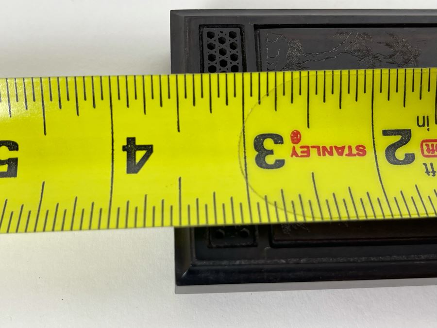 Vintage Signed Chinese Hand Carved Rosewood Cricket Insect Cage Box With Sliding Doors And Glass Window Inside - Two Compartments (Incredible Amount Of Workmanship) 4W X 2.5D X .75H [Photo 16]