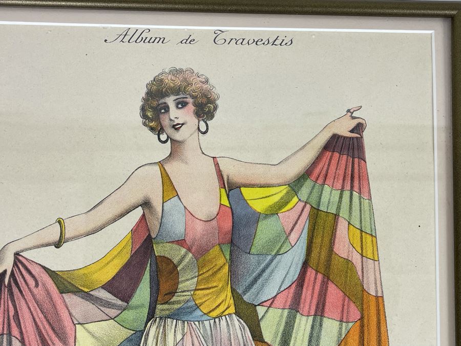 Pair Of Vintage Framed Costume Fashion Design Prints From The Art Deco French Masquerade Costume Album Folio Album De Travestis 10 X 14 Each [Photo 4]