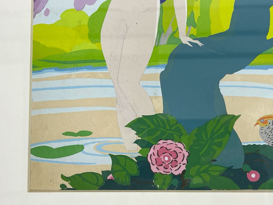 Original Framed Unsigned Art Deco Nude Woman Artwork 10.5 X 10 [Photo 5]