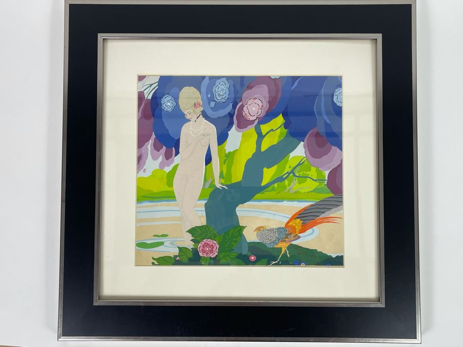 Original Framed Unsigned Art Deco Nude Woman Artwork 10.5 X 10 [Photo 2]