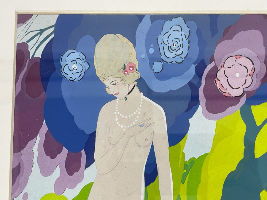 Original Framed Unsigned Art Deco Nude Woman Artwork 10.5 X 10 [Photo 4]