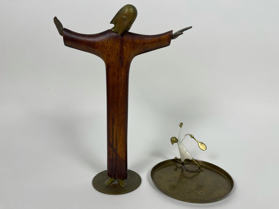 Karl Hagenauer (Austria, 1898–1956) Wein Art Deco Handmade Metal And Wood Jesus Christ Sculpture 9H And Karl Hagenauer Tennis Sculpture Made In Austria [Photo 2]