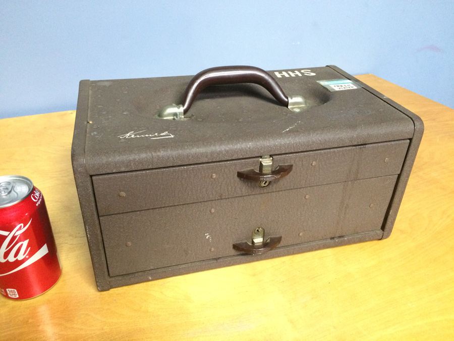 Vintage Metal Kennedy Tackle Box Packed with Vintage Lures and Fishing Equipment