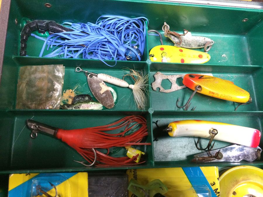 Vintage Metal Kennedy Tackle Box Packed with Vintage Lures and Fishing Equipment [Photo 14]