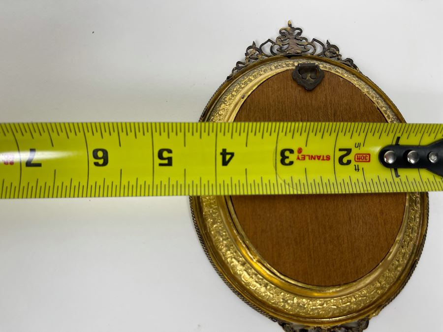 Antique Hand Painted Porcelain Portrait In Stunning Gilded Metal Frame 4.5W X 6.5H [Photo 12]