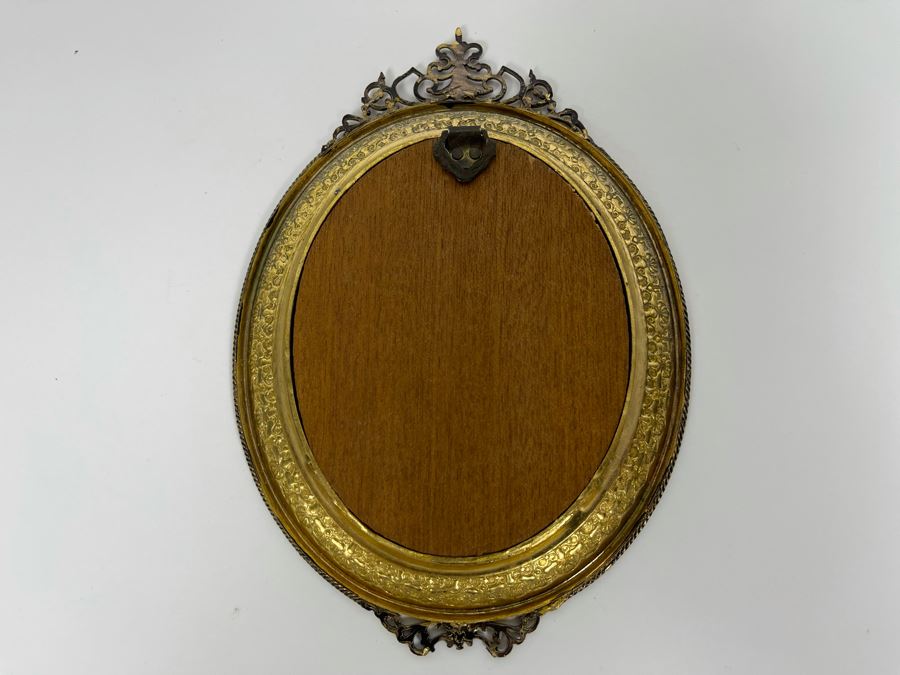 Antique Hand Painted Porcelain Portrait In Stunning Gilded Metal Frame 4.5W X 6.5H [Photo 11]