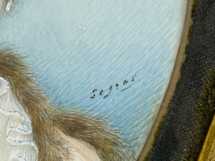 Antique Hand Painted Porcelain Portrait In Old Gilt Metal Frame From Collection Of Comtesse-Remy De Turique 4 X 5 [Photo 7]