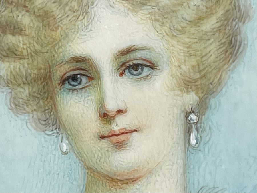 Antique Hand Painted Porcelain Portrait In Old Gilt Metal Frame From Collection Of Comtesse-Remy De Turique 4 X 5 [Photo 16]